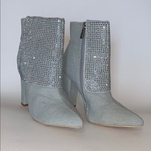 Denim Rhinestone Booties